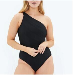 Summersalt Womens Sidestroke Swimsuit Size‎ 20 Black One Shoulder Bach Vacation